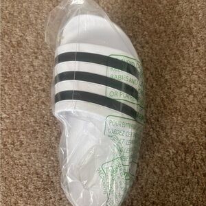 Adidas White and Black Adilette Slides